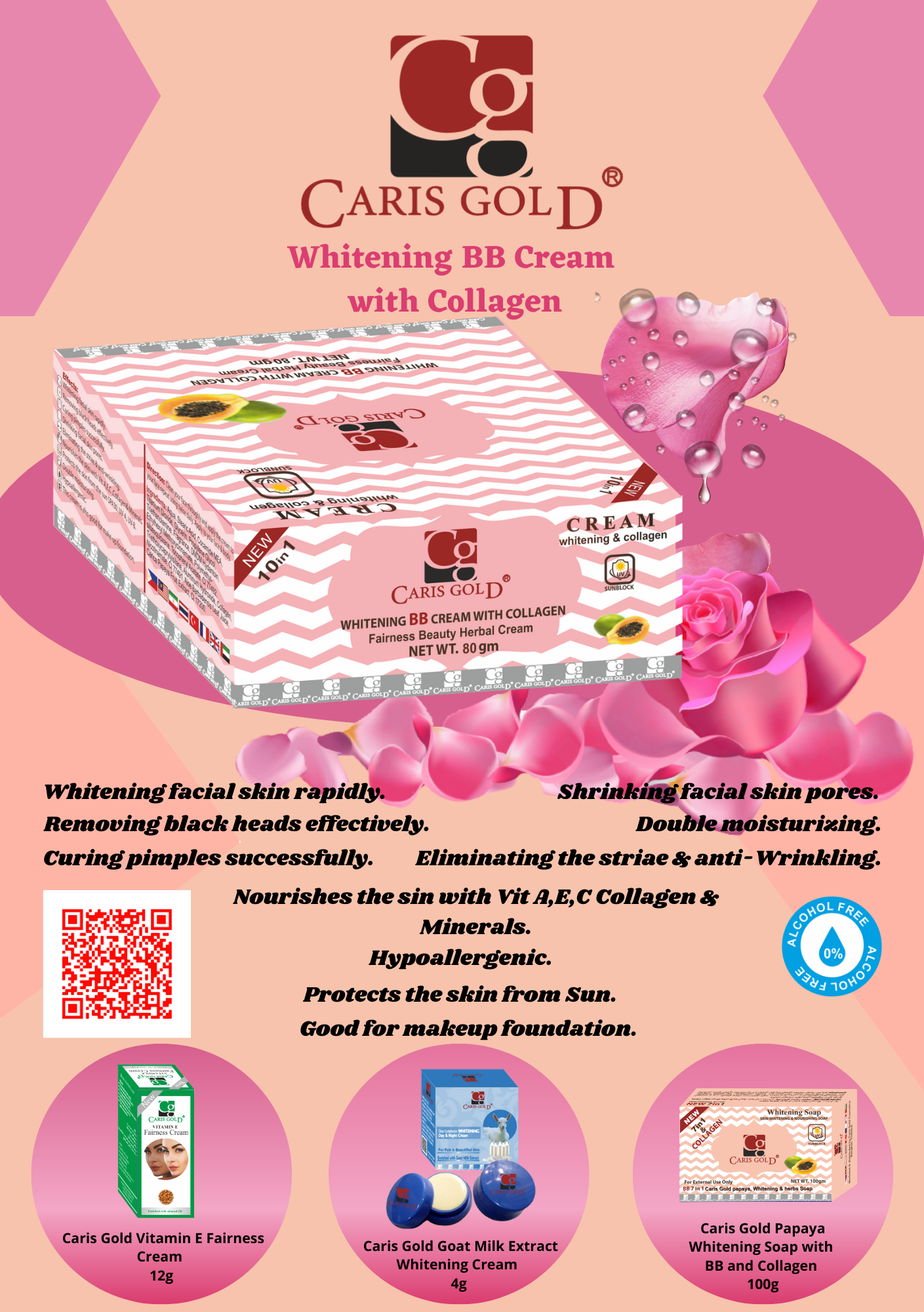 Caris Gold Whitening BB Cream with Collagen
